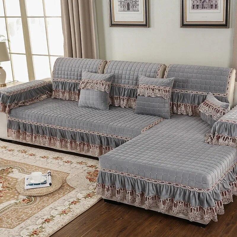 Plush Sofa Covers Four Seasons Sofa Towel Fabric Seat Cushion Backrest Towel Simple Modern Couch Cover Non-slip Sofa Bed Cover