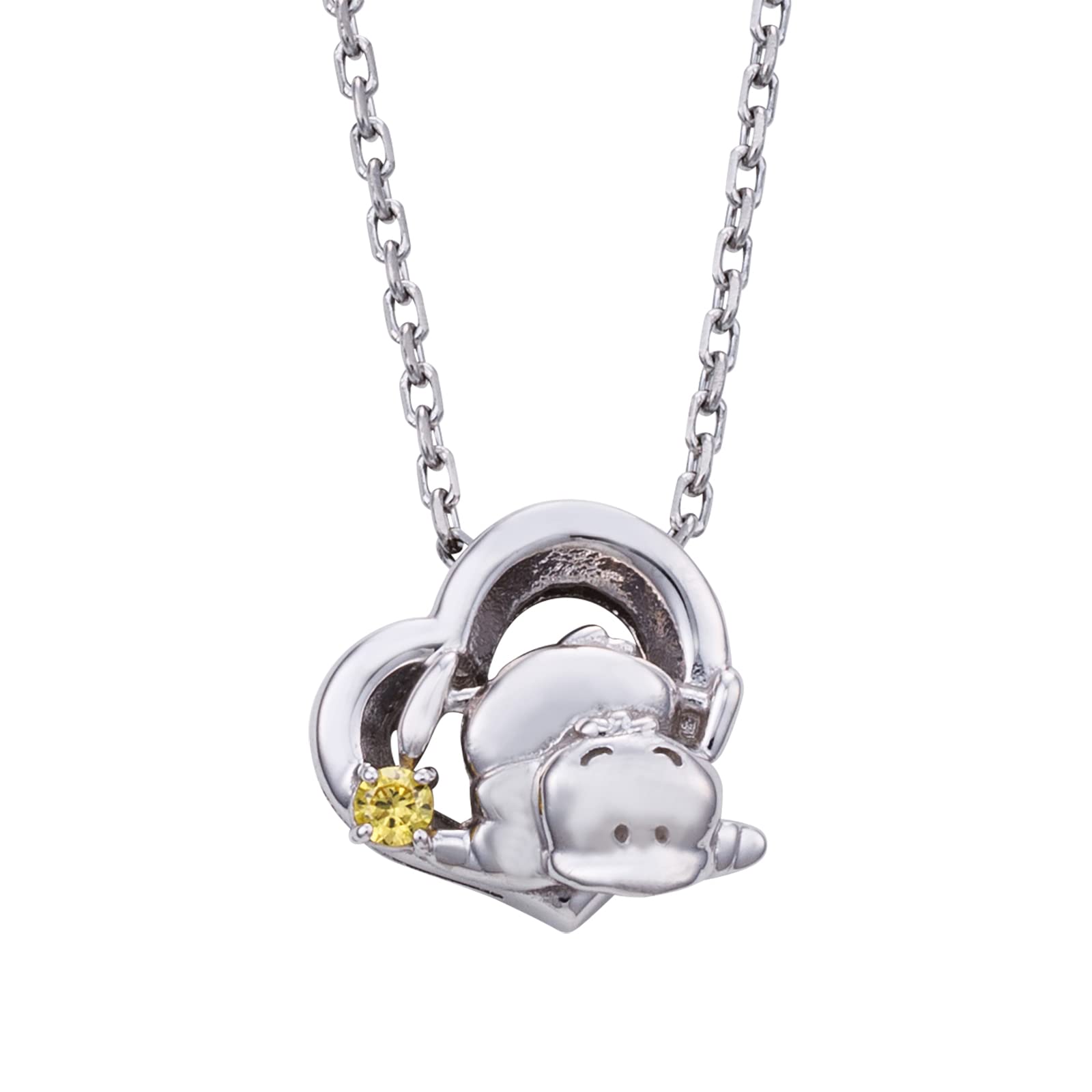

Duck Peckle Necklace 40cm Sanrio Characters Hapidanbui Open Heart Yellow Cubic Silver 925 Surgical Stainless Steel Cubic Zirconia Rhodium Coating