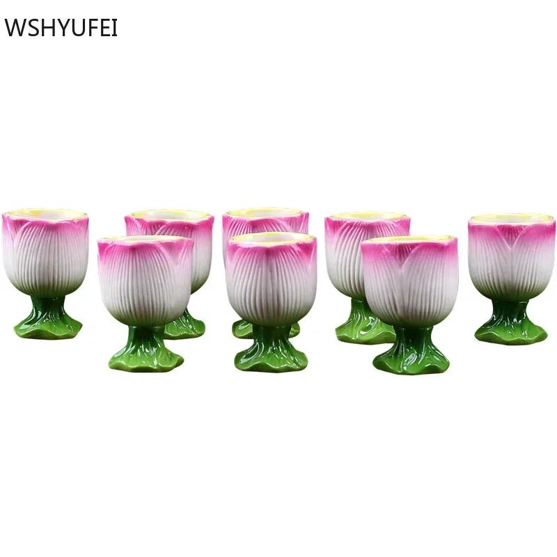 3 Stück Foqian Keramik Lotus Wasserspeisebecher Guanyin Wasserreinigungsbecher Ornamente Zuhause Buddha Halle Verehrung Dekor Zubehör