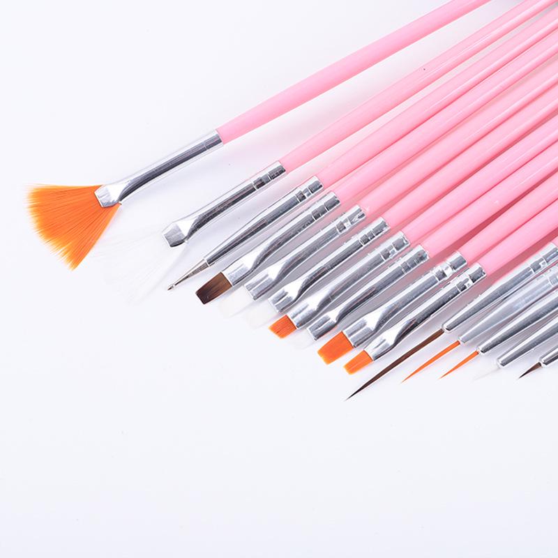 20-teiliges Nailart-Pinselset: Gelschreiber, Punktierstifte, Fächerpinsel für Blumen & Linien