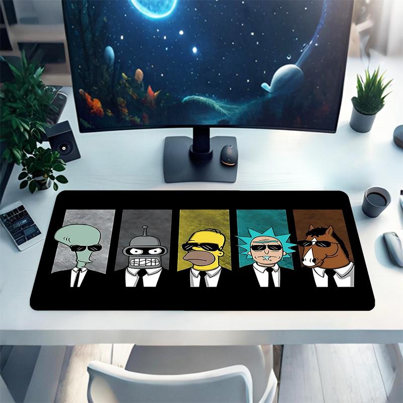 1Pc Retro Cartoon Characters Gaming Mouse Pad Keyboard Desk Mat Non-slip Rubber Lock Edge Waterproof Computer Mousepad for Office Home Decor Y11