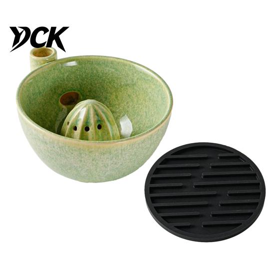 Keukengadget voor het Schoonmaken van Fruit Bessen Swirl Afgietbakje met Siliconen Pad, Keramisch Retro Oven Handmatige Citroenpers Tool Gebakken Zeef, Compact