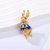 Blue Dripping Oil Little Rabbit Brooch, Light Luxury and Cute, Diamond Studded Animal Zodiac Brooch