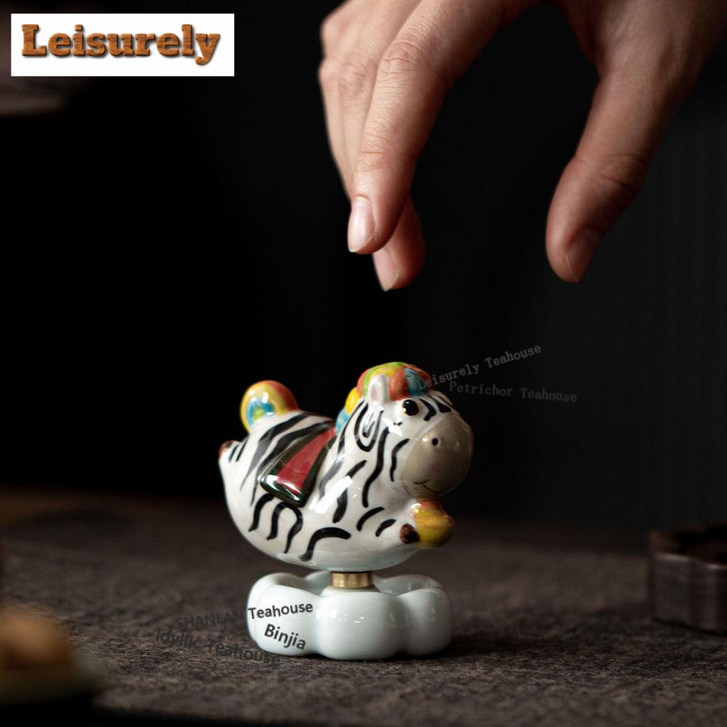 Little Zebra Rotating Tea Pet Creative Tea Spirit Tea Figurine Play Toys Tea Statue Ornaments Can Be Raised Supplies Gift Craft