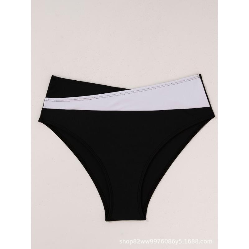 Conjunto de bikini de dos piezas para mujer con cintura alta, escote en V y control de abdomen fruncido.