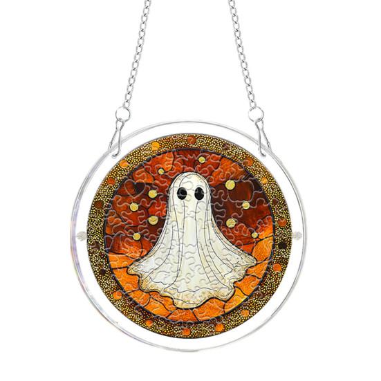 Xiaobudian Halloween Acrylic Puzzle Suncatcher Window Hanging,7.87 Inch Sun Catcher Decoration Ornament, Ideal for Gifting and Home Decor