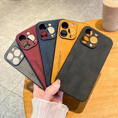 Cases For IPhone 15 Plus Sheepskin Lamb Leather Phone Case For Apple 15 Pro 15 Pro Max 14 13 12 11 8 7 6 Plus Slim Shockproof Phone Cover