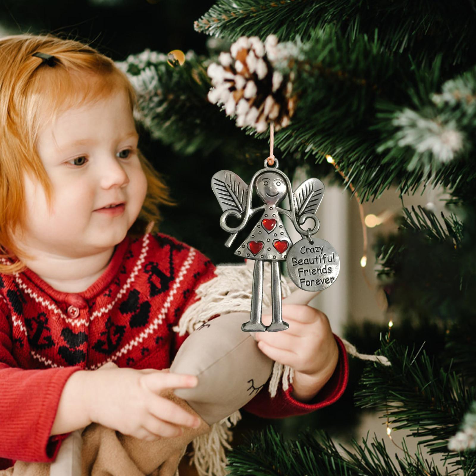 

Рождественская елка Ангел Украшение Подвеска Сплав Выгравированные Благословения Любовь Брелок Рождественский Подарок One Size красный