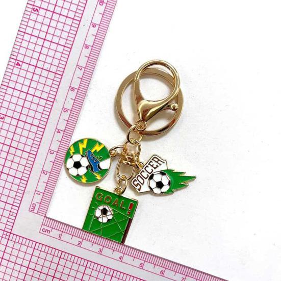 Keychain Pendant with Smooth Golden Lobster Clasp, Soccer Themed Charm Key Holder, Backpacks Car Keys Accessory