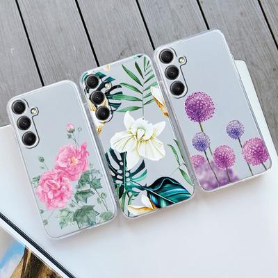 Flowers Soft Clear Silicone Case For Xiaomi Redmi Note 13 14T 15 Samsung A55 A35 S24 FE iPhone 15 Huawei Honor 200 Camera Protective Shockproof Cover