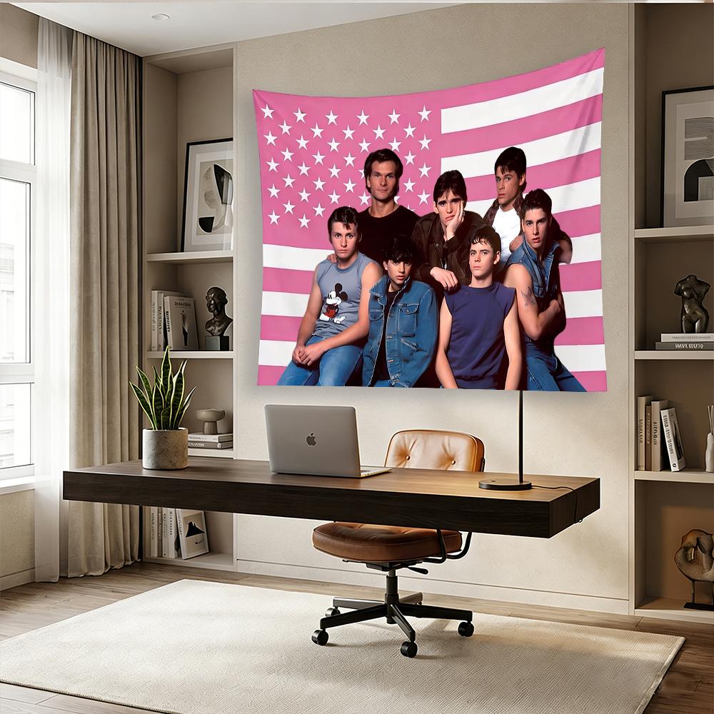 The Outsiders Cast Pink American Flag Tapestry, Aesthetic Retro Wall Hanging, Bedroom Dorm Decor, 80S Movie Fan Gift