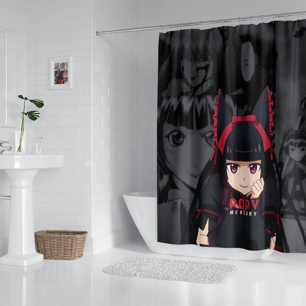 

Anime Bathroom Shower Curtain With Hooks, Decorative Bathroom Curtains And Accessories Anime Curtain Decor W90XH180cm