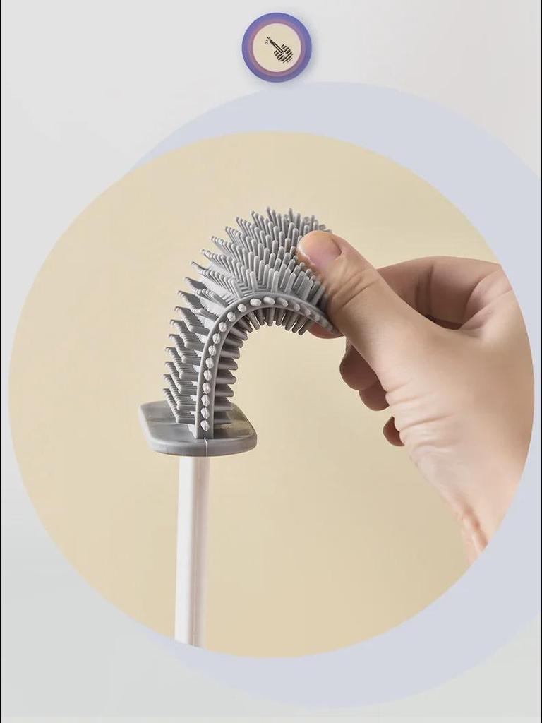 Pin Tu Long Handle Wall-Mounted Toilet Brush Set - No Dead Angle Bathroom & Gap Cleaning Brush