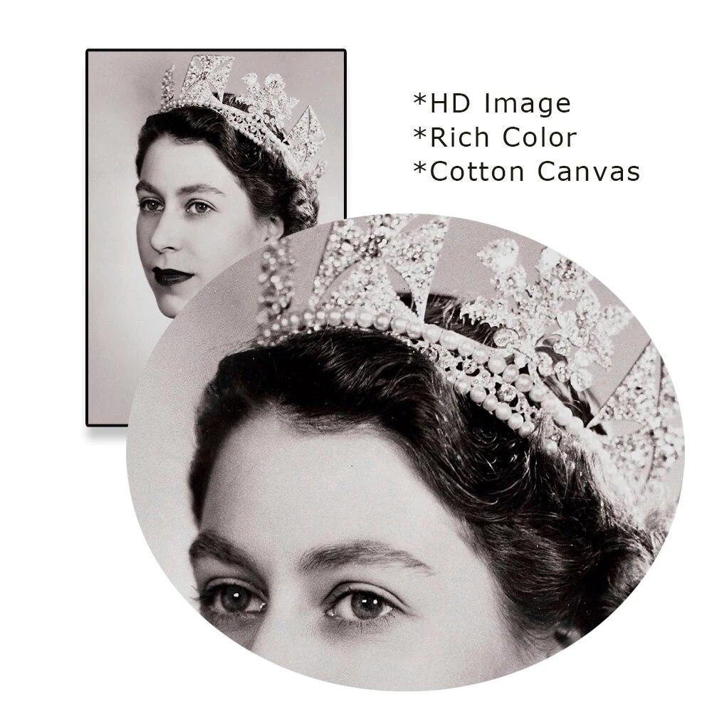 Modern Poster Queen Elizabeth II Portrait Prints Canvas Painting Black White Wall Art Canvas Office Wall Decor for Living Room