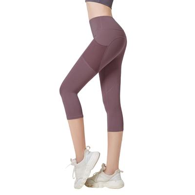 KNOW FEEL Yoga Sport Leggings mit Gesäß Atmungsaktivem Mesh und Länge für und Laufen Damen High-Waisted Hosen, Lift, Taschen, 3/4 Fitness, Training,