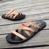 Flat With Beach Fashion Outside Men's Slippers Leisure Concise Genuine Leather Summer Flip Flops Sewing Solid Men Shoes