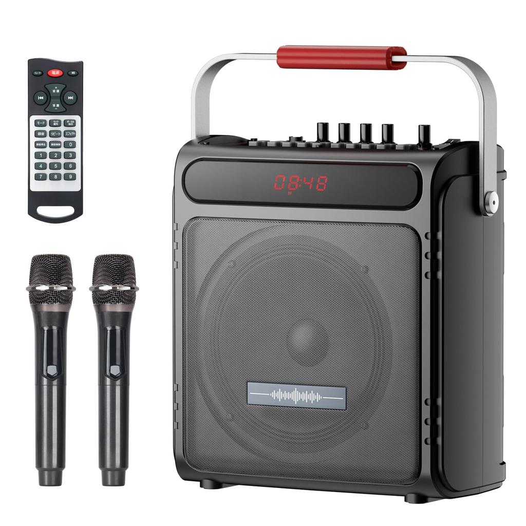 Moon River Speaker Set, Karaoke Set, Loudspeaker, Bluetooth 5.4 Compatible, 2 Wireless Microphones, Enhanced Treble and Bass, Rechargeable, Portable