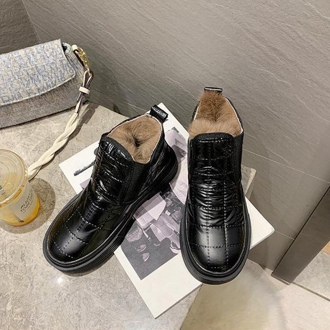 

Женские зимние ботинки, зимняя обувь, теплая повседневная обувь на меху, женская обувь с галстуком-бабочкой, нескользящая плюшевая замшевая резиновая обувь на плоской подошве без шнуровки, модные женские туфли 38 серый