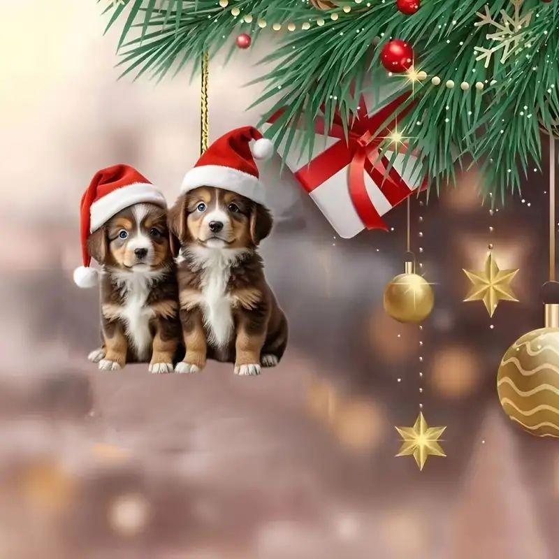 Dog Cartoon Charming Acrylic Hanging Ornament For Festive Christmas Decor Tree