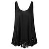 Women Vest Sleeveless Round Neck Lace Hem Solid Color Plus Size