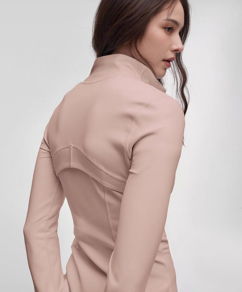 Damen 2.0 Stehkragen Goldener Reißverschluss Hohe Elastizität Laufjacke - Frühling/Sommer Langarm Yogaanzug.