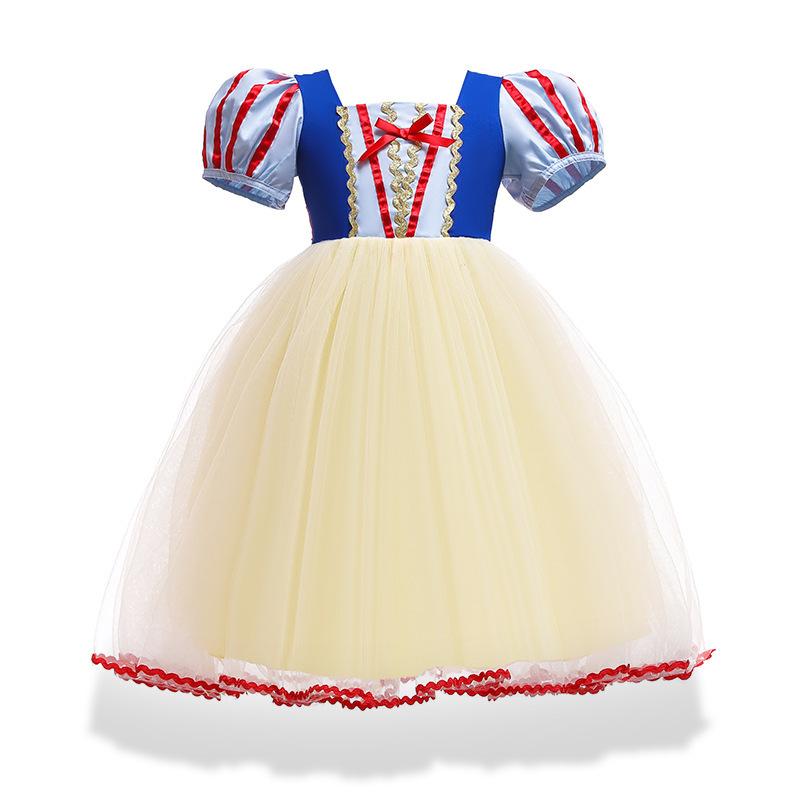 2022 Children's Snow White Skirt Girls Little Girl Summer New Cotton Short Sleeve Bubble Sleeve Dress