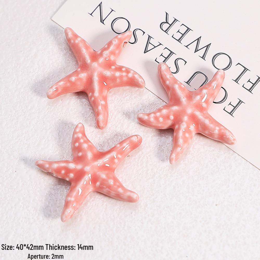 Hand-Painted Ocean Ceramic Beads: Tropical Fish, Starfish, and Seashell Shapes for DIY Jewelry