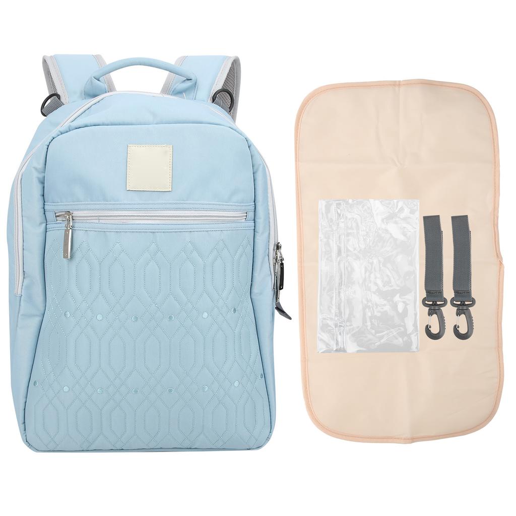 Portable Diaper Bag MultiFunctional Large Capacity Diaper Backpack Waterproof Nappy Bag(Blue )