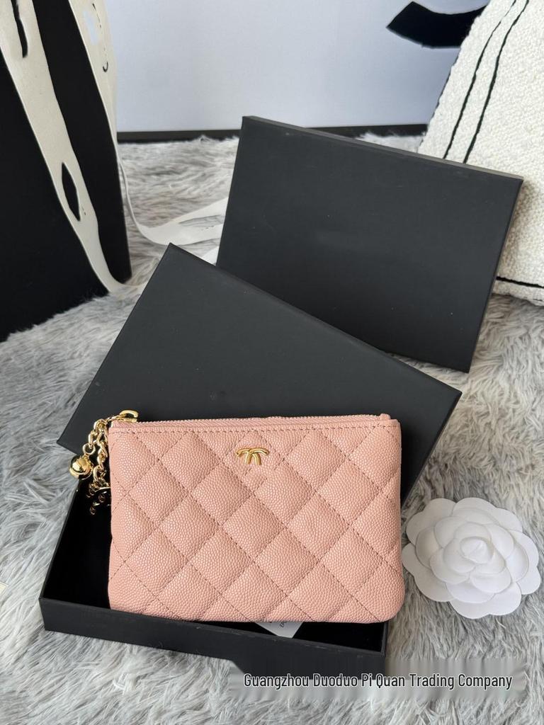 Trendige Echtleder-Kartenhalter-Geldbörse mit Rautenmuster