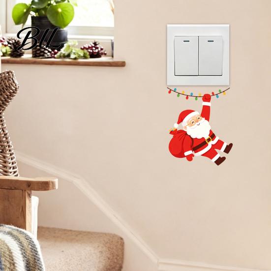 Socket Panel Decorative Stickers Santa Claus on Swing Switch Sticker, PVC Wall Decal, Christmas Party Supplies Removable Self-adhesive Light Cover for