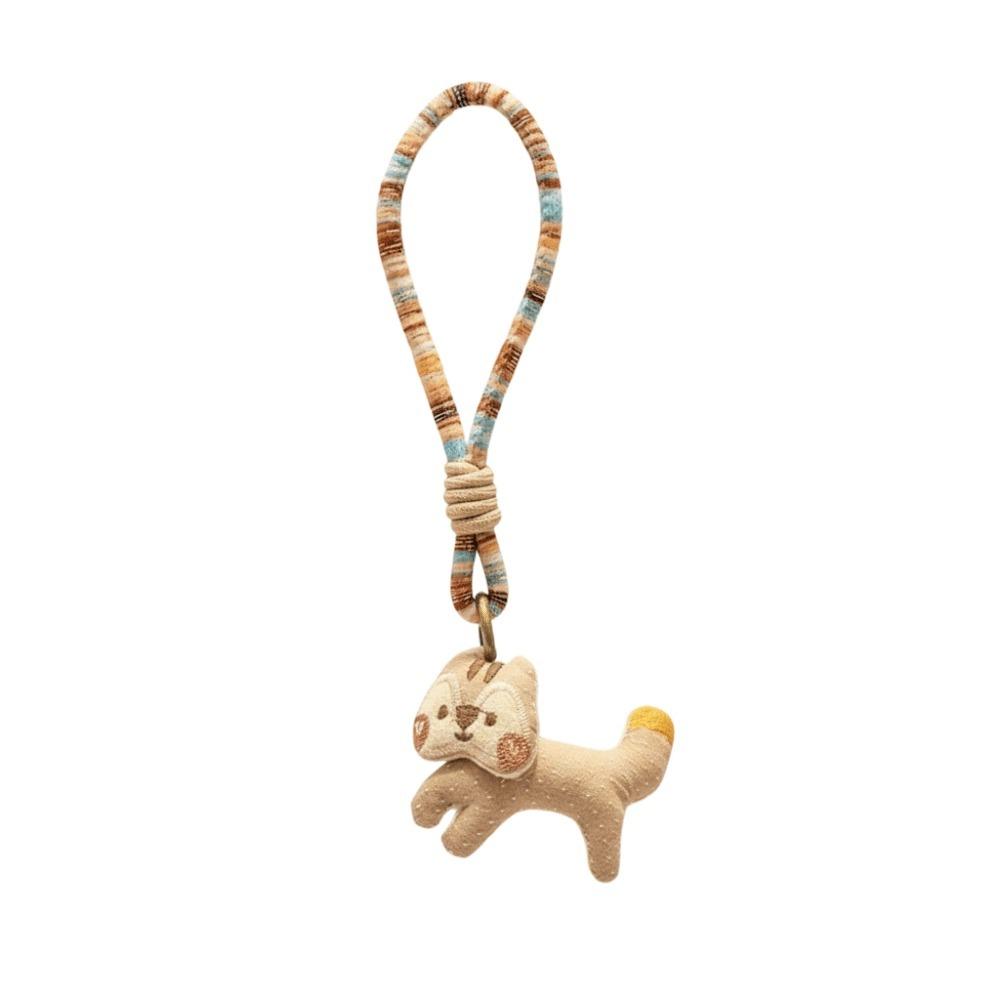 Kawaii Squirrel Pendant Weave Rope Lanyard Car Keyring Cute Squirrel Doll Keychain  Bag Decor Khaki Style 2