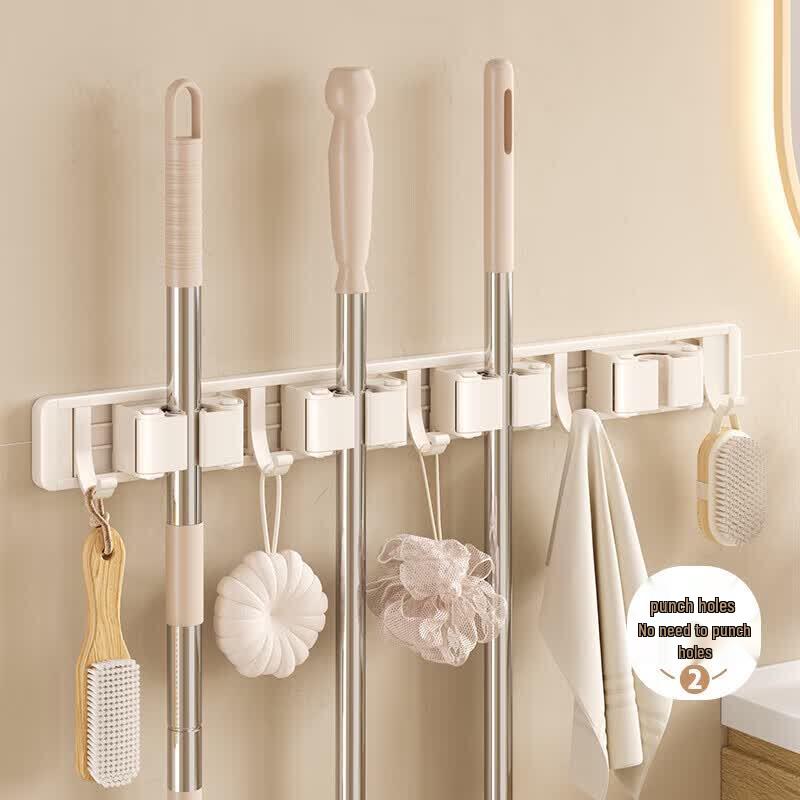 No-Drill Suction Cup Mop & Broom Wall Holder