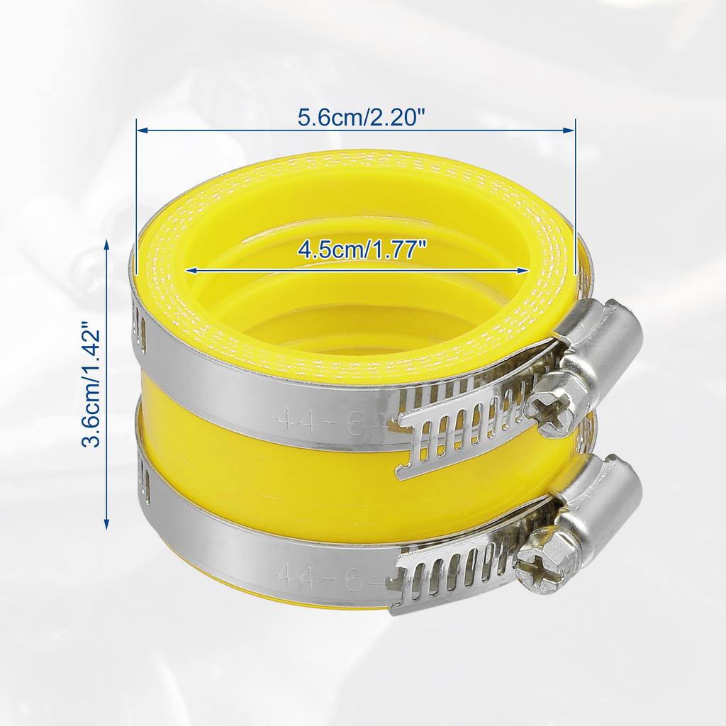 ACROPIX 45mm ID Rubber Yellow Motorcycle Carburetor Adapter Inlet Inlet Pipe Manifold Adaptor Boot Sleeve Interface (2 Clamps)