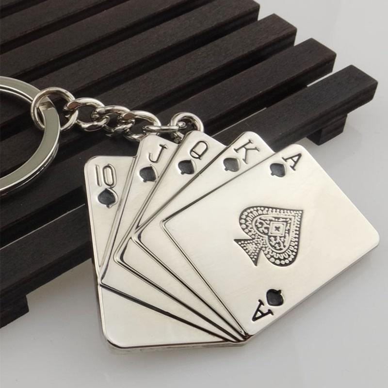 Модный креативный стильный металлический брелок для ключей в покер, брелок из сплава 10 JQKA, брелок для ключей, подарок Rose Gold