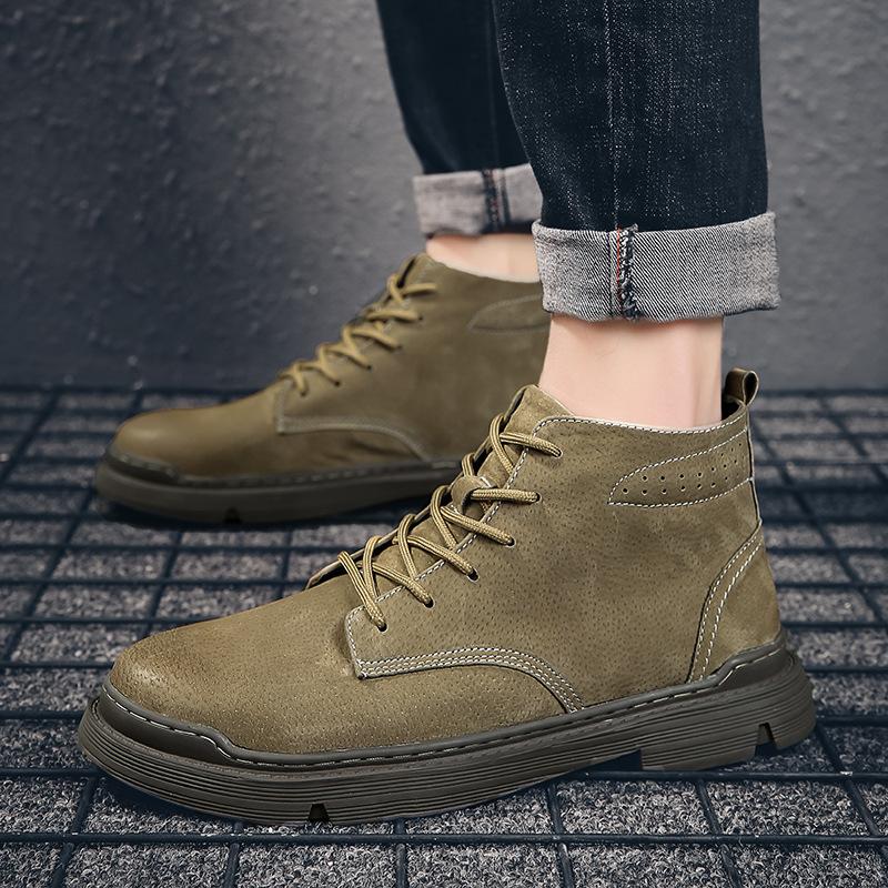 Retro High-top Lace-up Martin Boots Outdoor Casual Shoes Fashion Trend Medium Tube Platform Tooling Shoes Leather Boots