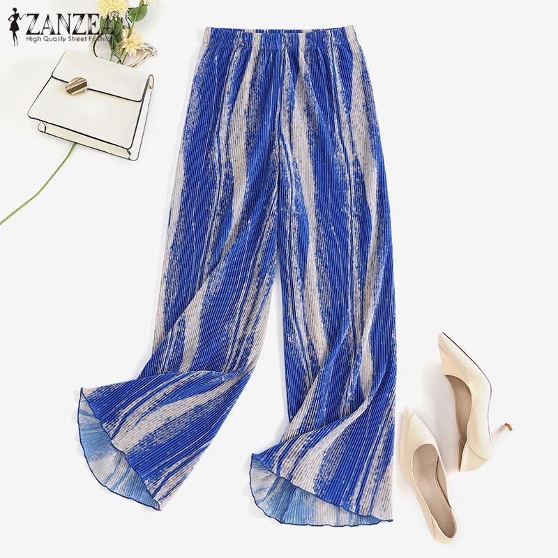 

ZANZEA Женские повседневные свободные широкие брюки с эластичной резинкой на талии