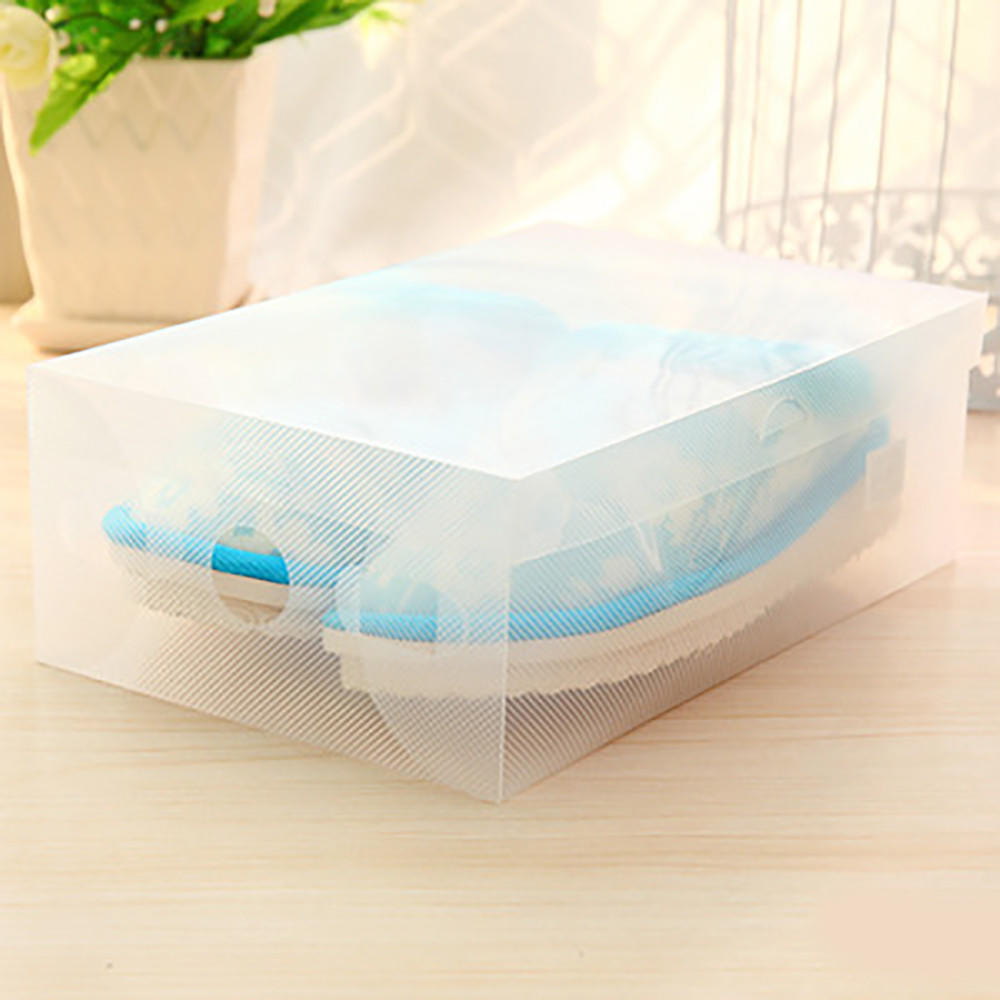 5 X Transparent Clear Plastic Shoe Storage Organiser Foldable Boxes