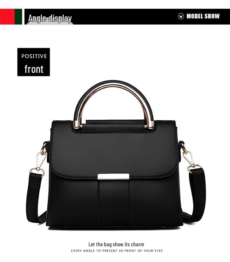 Borsa a tracolla da donna versatile in vera pelle - Borsa alla moda monocolore, semplice, di grande capacità, trendy