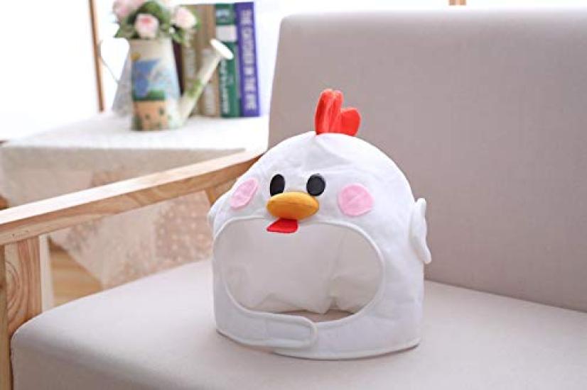 Bestmaple Animal Cap, Plush Headgear, Cute, Fluffy, Plush Cap, Mask Animal Costume (White Chicken)