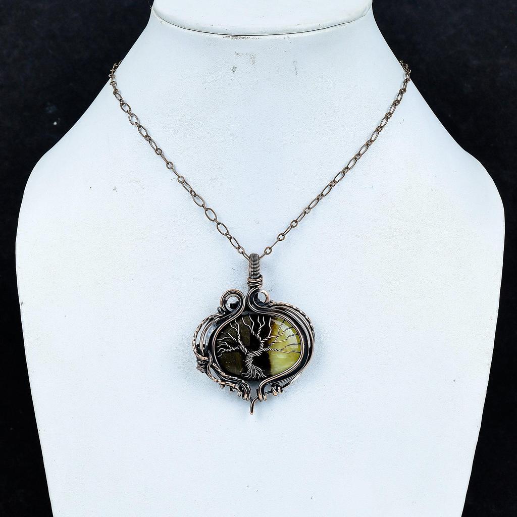 Septarian 999 Copper Wire Wrapped Pendant, Handmade Gemstone Tree Of Life Pendant Jewelry, Gifts For Wife Brand New Pendant