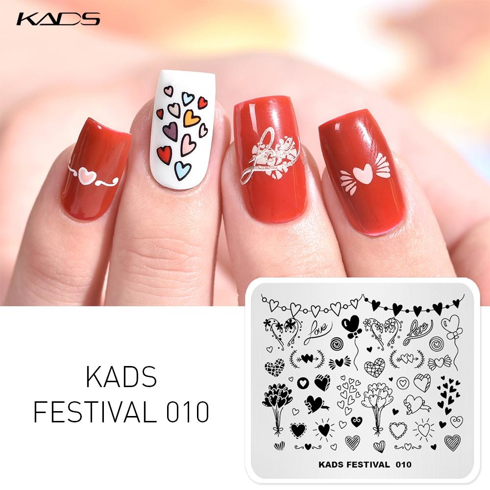 kads Festival 010 Hübsches Herzmuster, fantastisches Bild, Nagelstempelplatten, Nagellack-Stempel, Beauty-Tools