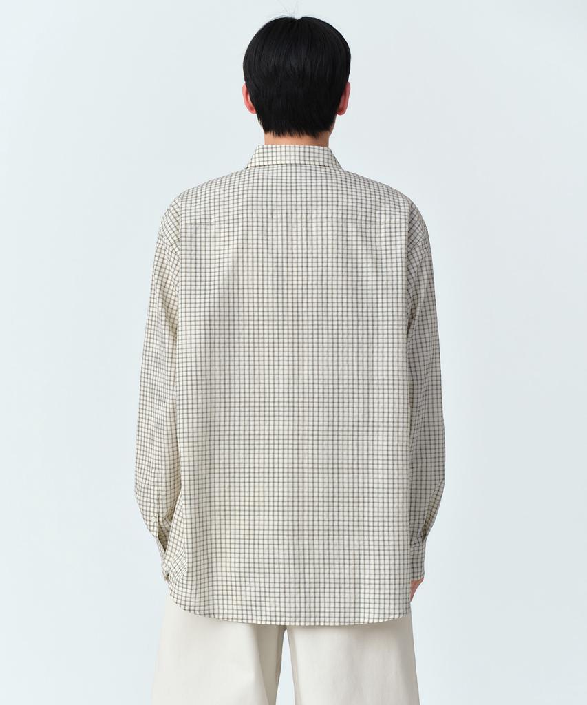MUSINSA STANDARD Relaxed Small Plaid Check Shirt [Light Beige/Grey]