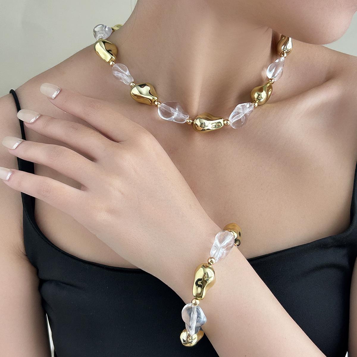 

Модный комплект ювелирных изделий ожерелье браслет для женщин дамы золотой