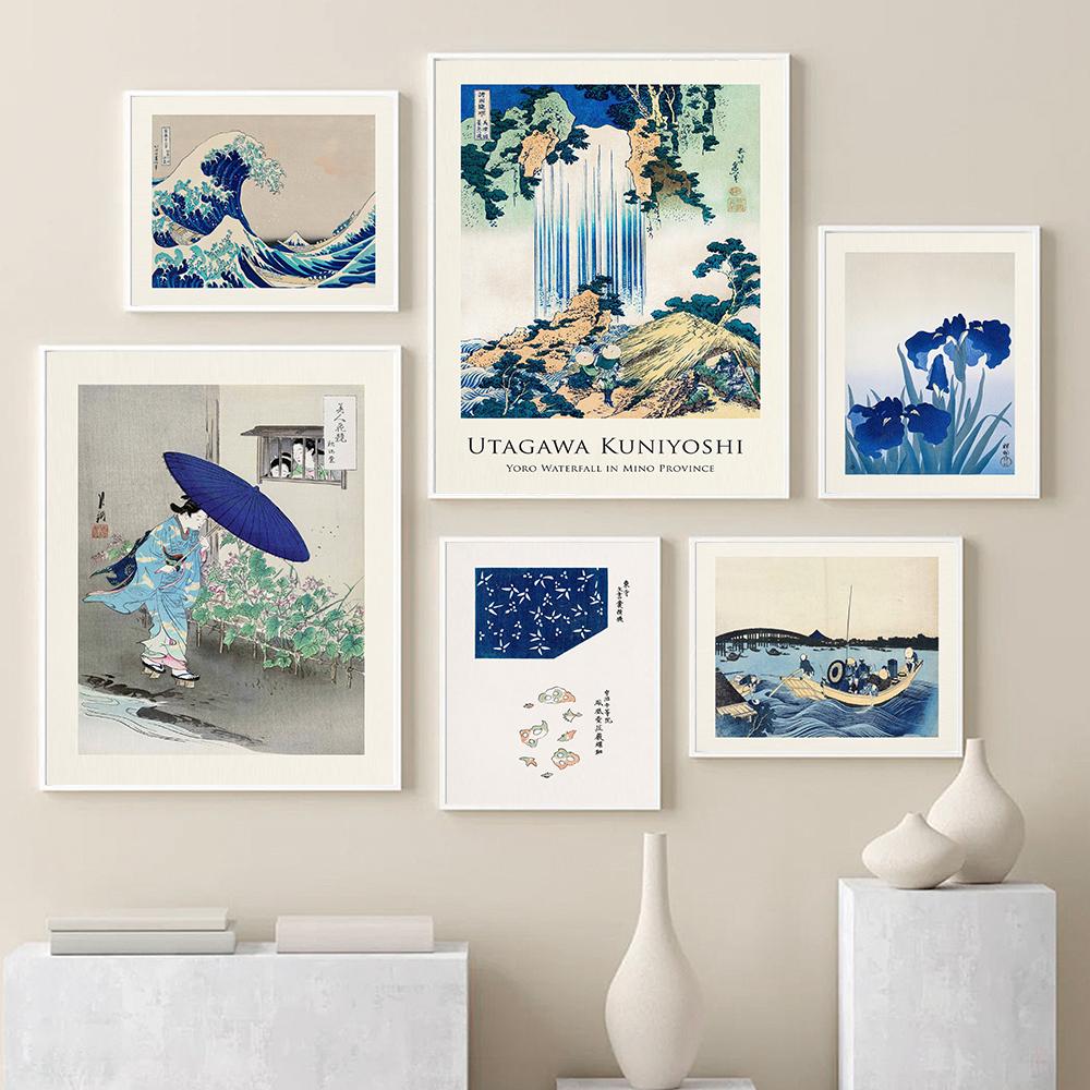 Japanese Gallery Wall Art Poster Set Print Woodblock Retro Katsushika Poster Kanagawa Great Wave Canvas Painting Room Home Decor