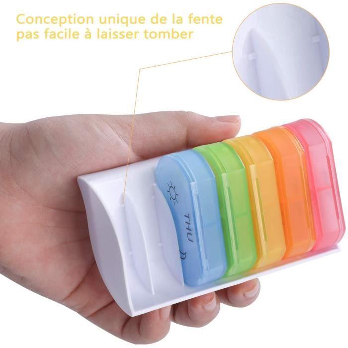 Portable Pill Box,Weekly Pill Organizer 7 Days 14 Compartments Morning/Evening,Mini Multicolored Pill Box Dispenser