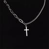C205 Korean Version Asymmetric Cross Necklace Hip Hop Simple Pendant Collarbone Chain Versatile Neck Chain Trendy Unisex