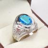 Blue Topaz Oval Cut Gemstone With 925 Sterling Silver Ring For Men's #A902 JL375669066753