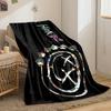 Blink-182 Smiley X Eyes Logo Made of Photo Collage Ring Blanket Throw, Black Pop Punk Collage Style Design, Cozy Fan Bedding and All Seasons Gift