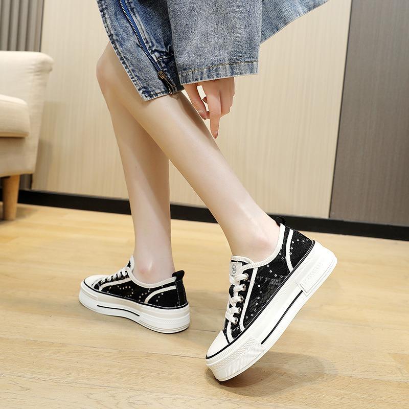 Summer New Women Canvas Shoes Designer Trendy All-match Increase Casual Shoes Ladies Flats Shoe Loafers Sneakers De Mujer Verano