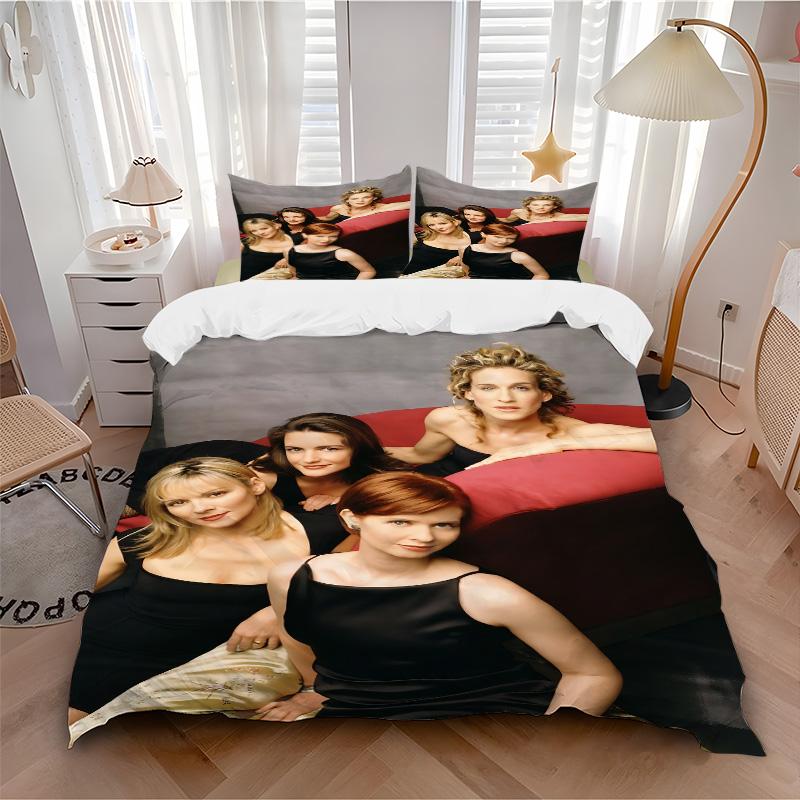 Four Women Black Dresses Print 3Pcs Bedding Set,Duvet Cover with 2 Bedro,Pillowcase Home Birthday Gift